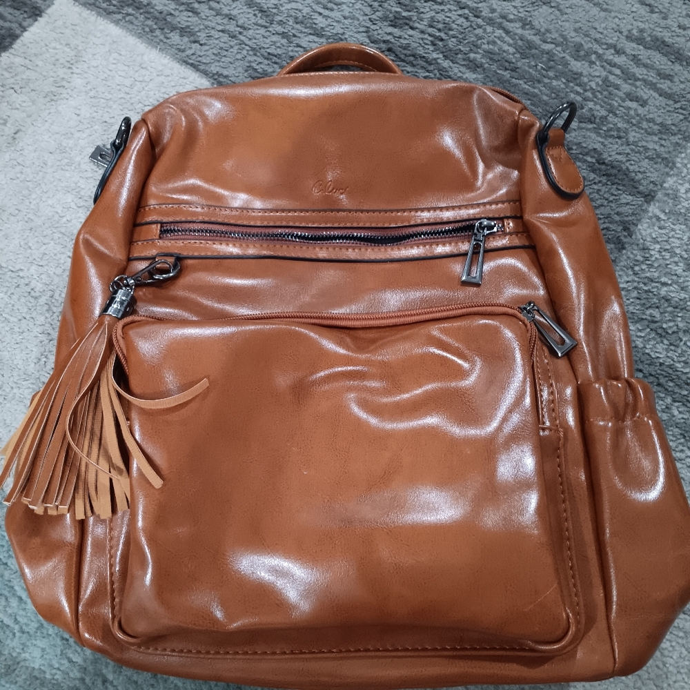 Elegant Tan Leather Backpack